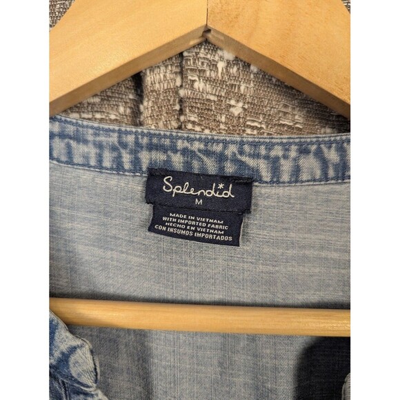 Splendid V-Neck Relaxed Fit Lightweight Denim Blouse Women's Medium‎ - Picture 3 of 7